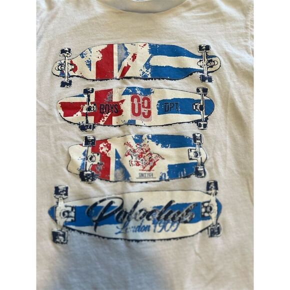 Poloclub London Boys Graphic T-Shirt Size 4 Multicolor Union Jack Skateboard - Picture 2 of 3